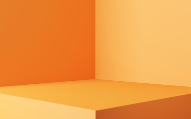 an orange and white room with no one in it