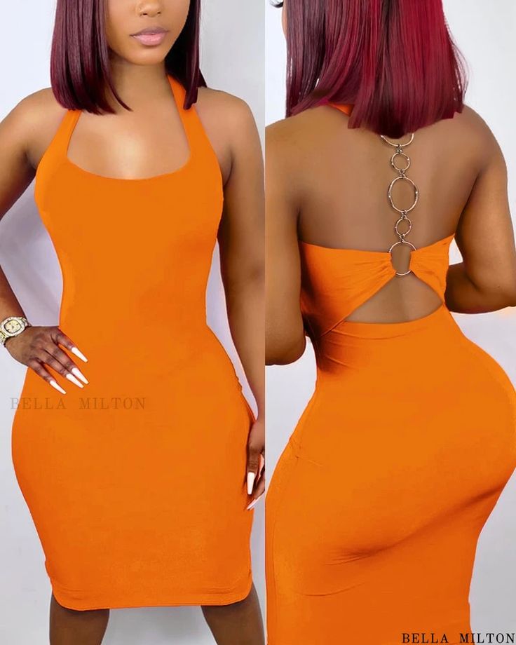 Bella Milton - Sleek and Stylish O-Ring Accent Backless Sleeveless Bodycon Dress Backless Bodycon Dresses, Club Party Dresses, Sleeveless Bodycon Dress, Daily Dress, O Ring, Dress Fabric, Women Clothes Sale, Party Dress, Bodycon Dress