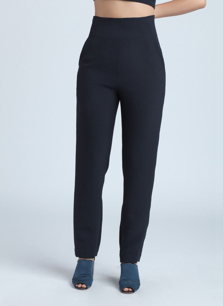 Sam High-Waisted Pocket Pant - Black Blue Blind Stitch, Tapered Trousers, Go Up, Fashion Line, Pocket Pants, Lifestyle Shop, High Waisted Pants, Cropped Pants, Trousers Women