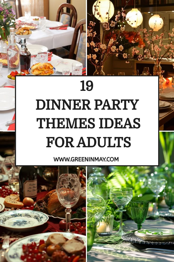 dinner party themes ideas for adults | Fun party themes for adults Breakfast Dinner Party Ideas, Big Party Dinner Ideas, Dinner Theme Ideas Decor, Monthly Friends Dinner, Recipes For Dinner Parties, Birthday Soiree Ideas, Dinner Party Theme Menu Ideas, October Dinner Party Themes, Event Dinner Ideas