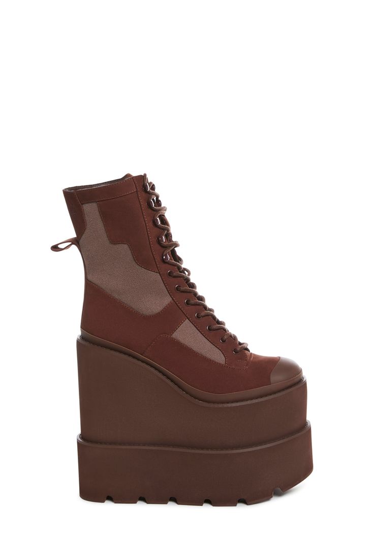 base| Brown Lace-up Platform Combat Boots, Lace-up Platform Wedge Boots For Streetwear, Fall Wedge Lace-up Boots With Lug Sole, Brown High Ankle Boots With Laces, Fall Lace-up Wedge Boots With Lug Sole, Fall High-top Wedge Boots With Platform, Brown Lace-up Boots With Rubber Heel Cap For Fall, Brown High-top Wedge Boots With Platform, Platform Lace-up Wedge Boots For Streetwear