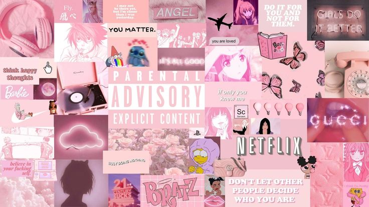 a collage of pink and black images