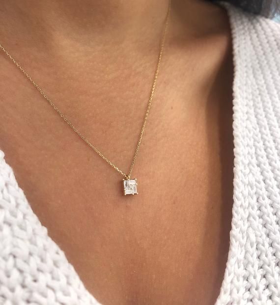 Title : Solid Gold Square Baguette Zircon Pendant Necklace / 14k Gold Minimal Tiny Cube Necklace / Christmas Gifts / by Sait Basmaci Jewellery Follow on Instagram - @saitbasmacijewellery Gold Square Pendant Necklace, Cheap Everyday Necklace With Square Pendant, Square Diamond Pendant Necklace, 14k Gold Necklace With Emerald Cut Diamond Accents, Emerald Cut Diamond Necklace In 14k Gold, 14k Gold Baguette Cut Diamond White Necklace, Yellow Gold Baguette Cut Fine Jewelry Necklaces, Elegant Solitaire Necklace With Baguette Diamonds For Gift, Yellow Gold Baguette Cut Fine Necklaces