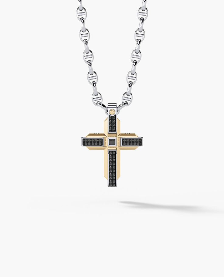 This handmade cross pendant is available in gold and platinum and fully customizable with natural black or white diamonds and any engraving your bold heart desires. Brutalist Architecture, Rose Gold Chain, Gold Box, Diamond Cross, Black Diamonds, Yellow Gold Chain, Hearts Desire, Cross Pendant Necklace, White Rose Gold