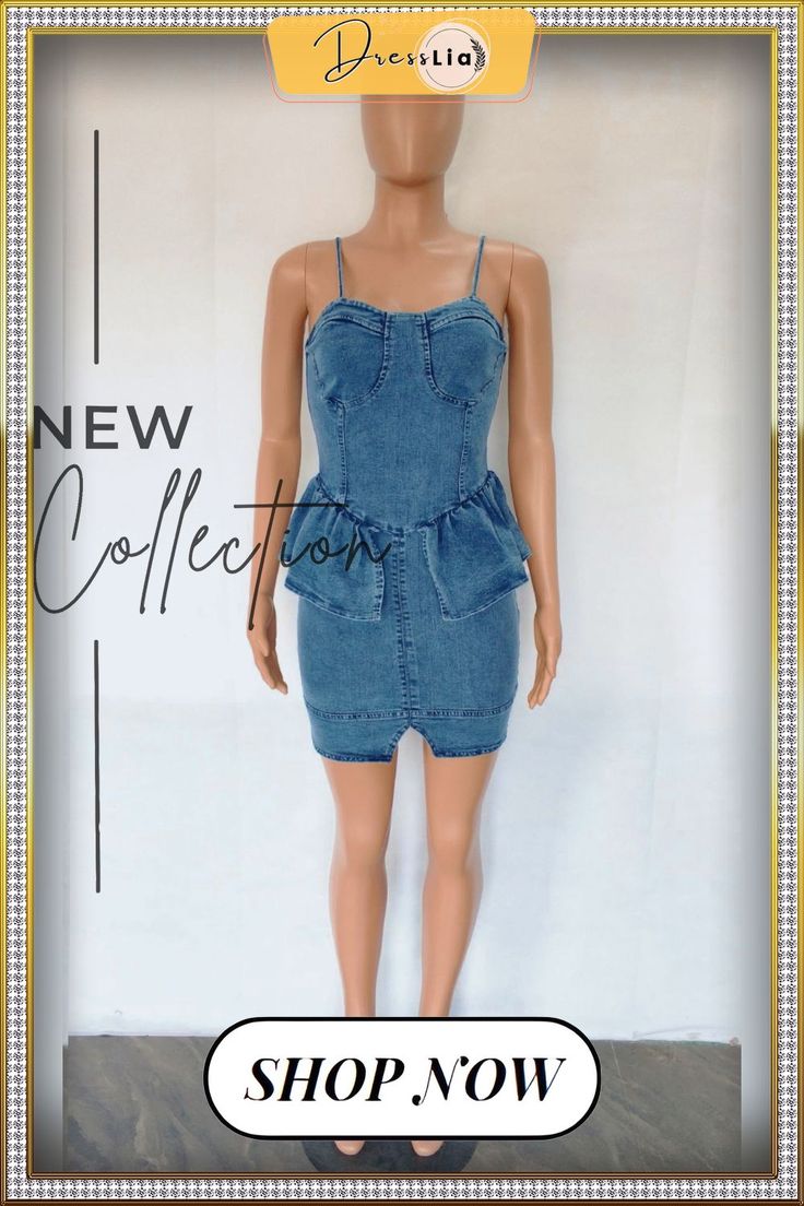 Ruffles Sexy Backless Bodycon Short Denim Dress Short Denim Dress, Short Denim, 1 Million, Denim Dress, Ruffles, Denim Shorts