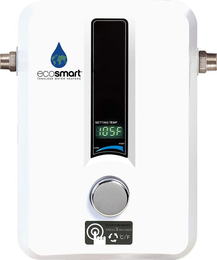 an ecosmart tankless water heater with thermostar on top