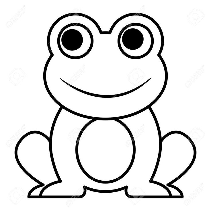 a frog with big eyes sitting on the ground coloring pages for kids, printable