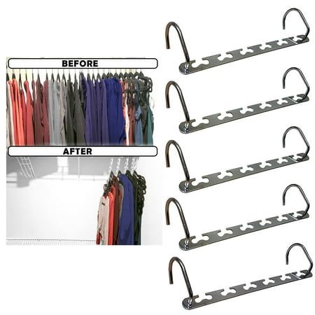 there are four racks with clothes hanging on them