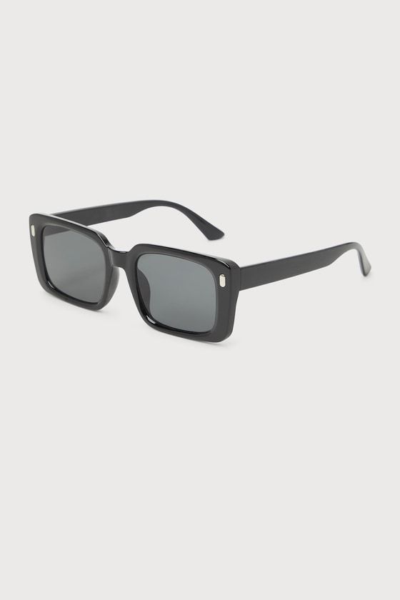 The Lulus Modern Allure Black Rectangle Sunglasses will be the perfect finishing touch to any sunny day look! You'll look like a retro inspiration all summer long with these chic sunglasses that boast a rectangular design with black frames, black-tinted lenses, and silver hardware accents. Frames Measure 5. 75" Wide. Arms Measure 5. 75" Long. 100% UV Protection. Man Made Materials. Imported. Lulus | Modern Allure Black Rectangle Sunglasses. Sleek Rectangular Shield Sunglasses With Uv Protection, Classic Black Rectangular Shield Sunglasses, Sleek Shield Sunglasses With Uv Protection, Elegant Rectangular Shield Sunglasses With Uva Protection, Classic Rectangular Sunglasses For Summer, Sleek Shield Sunglasses With Mirrored Rectangular Lenses, Sleek Rectangular Shield Sunglasses With Mirrored Lenses, Retro Rectangular Polarized Shield Sunglasses, Modern Rectangular Sunglasses For Beach