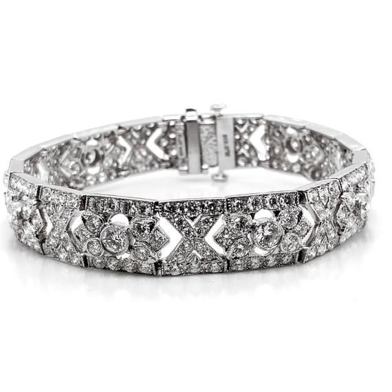 Slim vintage / retro inspired platinum bracelet. Adorned with round natural white diamonds 10.17 ct. Diamonds in G-H color clarity VS. Length: 17 cm Width: 1 cm Weight: 33 g  #maxjewelryinc #bracelets #platinum #jewelry #diamonds #accessories #bling #blingbling #luxury #fashion #fashionjewelry #fashionable #collection #jewelryoftheday #contemporaryjewelry #fashionforward Vintage Brilliant Cut Tennis Bracelet For Wedding, Vintage Brilliant Cut Diamond Bracelet For Wedding, Exquisite Platinum Tennis Bracelet With Diamond Accents, Exquisite Hand-set Platinum Diamond Bracelet, Vintage Diamond Tennis Bracelet For Wedding, Exquisite Hand-set Diamond Platinum Bracelet, Exquisite Platinum Diamond Bracelet With Single Cut Diamonds, Classic Platinum Diamond Bracelet For Wedding, Wedding Platinum Diamond Bracelet In Diamond White