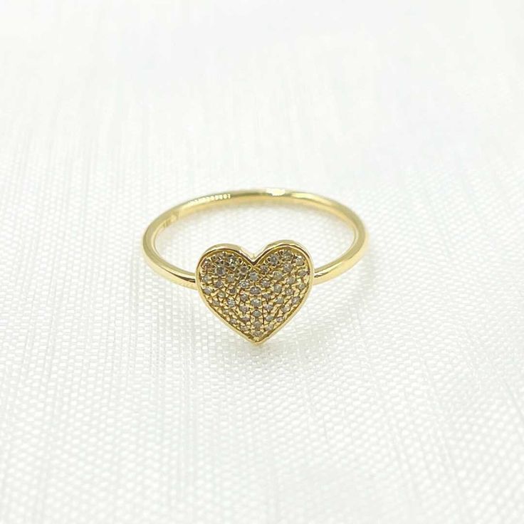 14K Solid Gold Diamond Heart Ring HIGH QUALITY AND UNIQUE RINGS This modern and on-trend design is crafted from genuine 14k solid gold Sizes: available in 5, 5.5, 6, 7 & 8 Thickness: 1mm Heart Size: 9mm Metal: 14k Solid Gold Purity: 14K (Stamped for Authenticity)  Processing time: 1-2 business days FAST SHIPPING Gold Jewelry Store NY sells only authentic solid 14K Gold. We do not sell gold plated or gold-filled jewelry. This is a delicate ring made with Solid 14K Gold. It requires extra care aga Fine Jewelry Yellow Gold Stackable Heart Rings, Stackable Yellow Gold Heart Ring In Sterling Silver, Sterling Silver Yellow Gold Heart Ring, Stackable, Heart Shaped Stackable Fine Jewelry Promise Rings, Heart Shaped Yellow Gold Stackable Promise Rings, Stackable Heart Ring In Yellow Gold Sterling Silver, Heart Shaped Stackable Rings For Promise, Sterling Silver Stackable Heart Ring In Yellow Gold, Yellow Gold Sterling Silver Stackable Heart Ring