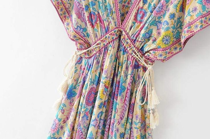 WickedAF Floral Love Birds Maxi Dress Casual Multicolor Floral Print Boho Dress, Multicolor V-neck Boho Dress For Garden Party, Spring Multicolor Maxi Boho Dress, Summer Boho Dress For Garden Party, Spring Multicolor Boho Floral Dress, Bohemian Floral Dress For Spring, Bohemian Multicolor Floral Print Boho Dress, Bohemian Multicolor Floral Print Maxi Dress, Bohemian Boho Dress With Floral Print In Multicolor