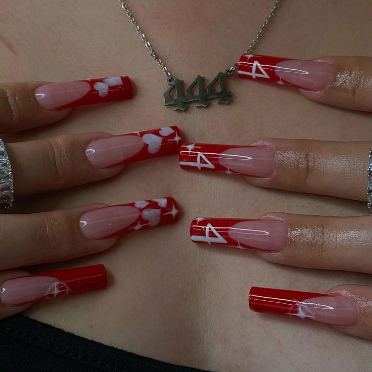 Cute Simple Nails Acrylic Coffin Long, Angel Numbers Nails Acrylic, Angel Number Nails 444, Gel X Valentines Nails, Valentine’s Day Sets Nails, Spring Acrylic Nails Square Long, Medium Square Valentines Nails, Long Square Acrylic Nails French Tip, 444 Nails Acrylic