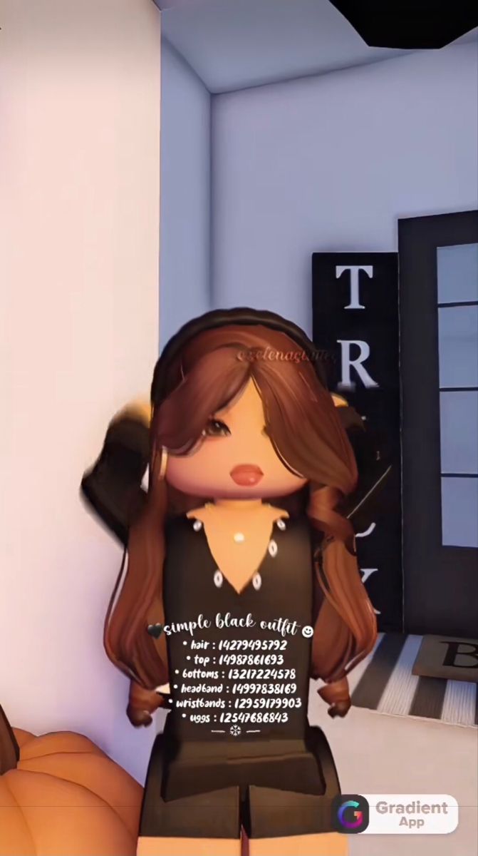 an animated image of a woman with long brown hair in a black shirt and shorts