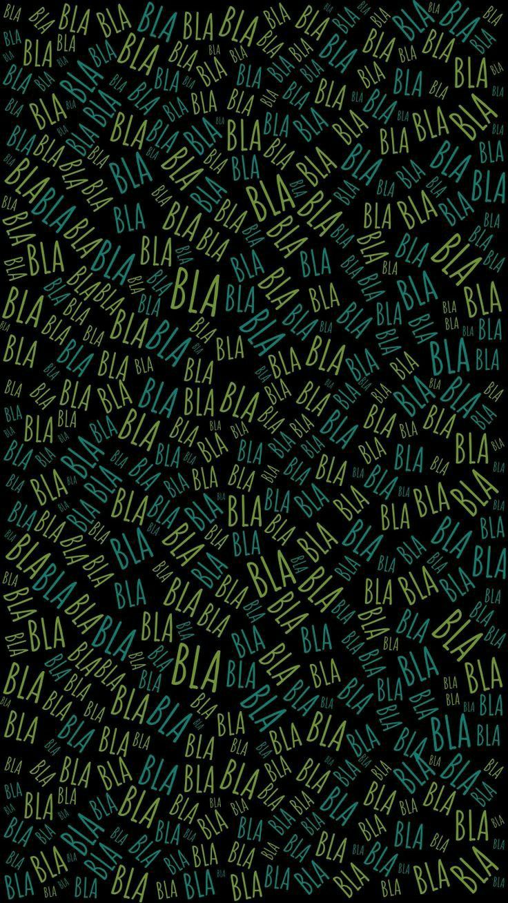 the word blaa in different languages is shown on a black background with green and blue