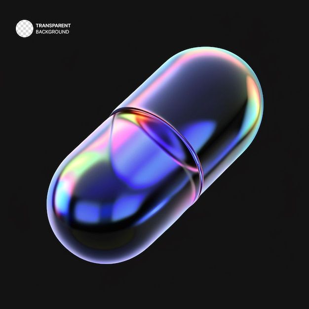 an image of a pill shaped object on a black background with the caption transparent