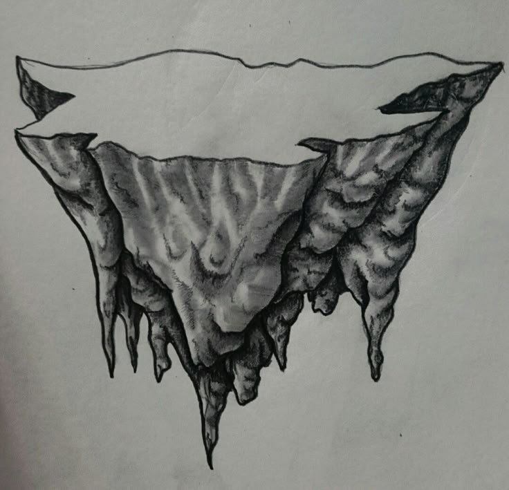 a drawing of an iceberg in black and white