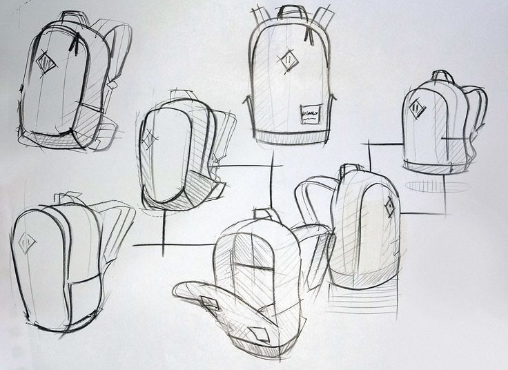 sketches of backpacks are shown in this image