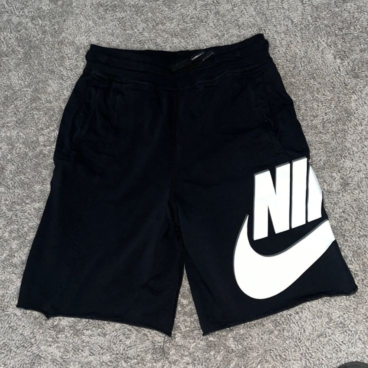 Never Worn But Without Tags. Open To Offers Black Logo Print Shorts, Logo Print Short Bottoms For Streetwear, Short Bottoms With Logo Print For Streetwear, Casual Black Shorts With Logo Print, Black Cotton Shorts With Logo Print, Black Short Bottoms With Letter Print, Black Sportswear Shorts With Letter Print, Black Letter Print Sportswear Shorts, Spring Streetwear Bottoms With Logo Print