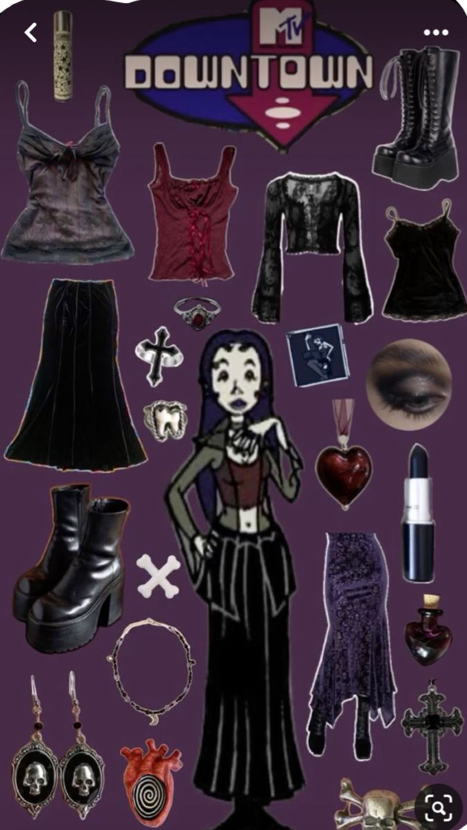 Gothic 80s Fashion, Iconic Character Outfits, Everyday Gothic Outfits, Spring Outfits Goth, Hippy Goth Outfits, Whimsygoth Clothes, Wimsey Goth Outfit, Serena Mtv Downtown, Serena Mtv