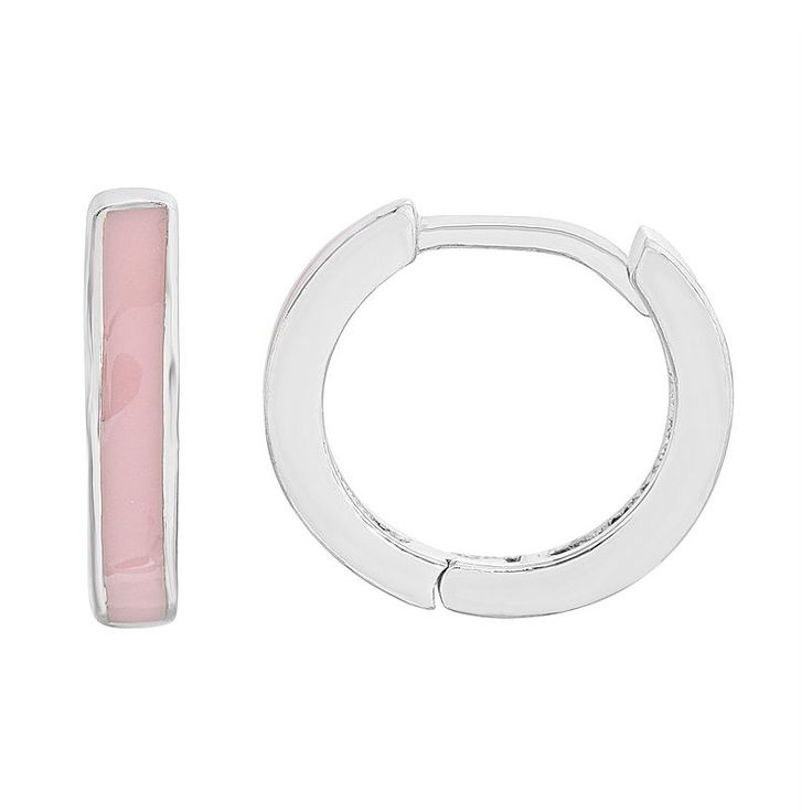 Add a colorful touch to your everyday outfits with these cute petit cheris hoops. Add a colorful touch to your everyday outfits with these cute petit cheris hoops. Length: 10 mm Backings: arched wire Nickel free Metal: sterling silver Plating: rhodium Finish: polished Packaging: boxed Size: One Size. Color: Pink. Gender: female. Age Group: kids. Cute Small Hoop Hypoallergenic Earrings, Cute Hypoallergenic Small Hoop Earrings, Cute Small Hoop Earrings For Everyday, Trendy Pink Huggie Earrings, Everyday Pink Huggie Earrings, Cute Hypoallergenic Huggie Earrings, Cute Pink Hoop Earrings For Everyday Wear, Cute Pink Hoop Earrings For Everyday, Trendy White Huggie Hoop Earrings