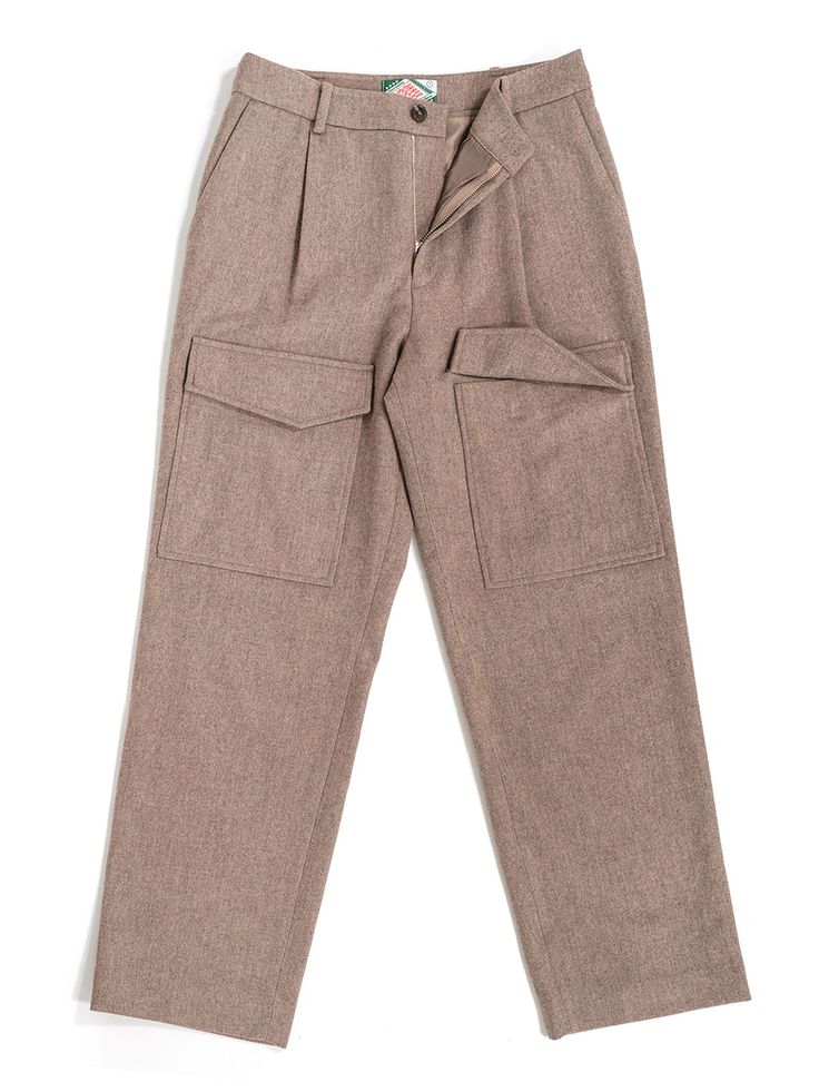 Editor's NotesIOEDLE's cargo pants are made of 100% Wool material. It is designed as an overfit silhouette to wear comfortably and stylishly.- Button and zipper closure- Pocket on the front- 100% Wool material- Oversized silhouette- Tucks on the frontMeasurements(in.)1/2- Waist: 14.56 / 17.51 in.- Total length: 40.55 / 41.73 in.- Front rise: 14.17 / 14.56 in.- Thigh: 12.99 / 14.17 in.- Hemline: 8.85 / 9.44 in.Model info Man: 6'13 Fitting size 2 Woman: 5'70 Fitting size 1Composition & Care- Shell: 100% Wool / Lining: 50% Viscose Rayon, 50% Polyester- Dry cleaning- Do not tumble dry- Do not bleachDesigner- by IOEDLE Beige Straight Leg Cargo Pants With Flap Pockets, Workwear Cargo Pants With Multiple Pockets, Fall Work Pants With Pockets And Straight Hem, Beige Cargo Pants With Cargo Pockets For Fall, Relaxed Fit Work Pants With Cargo Pockets For Fall, Fall Relaxed Fit Work Pants With Cargo Pockets, Fall Beige Cargo Pants With Cargo Pockets, Straight Cargo Jeans For Work, Baggy Cargo Jeans With Side Pockets For Workwear