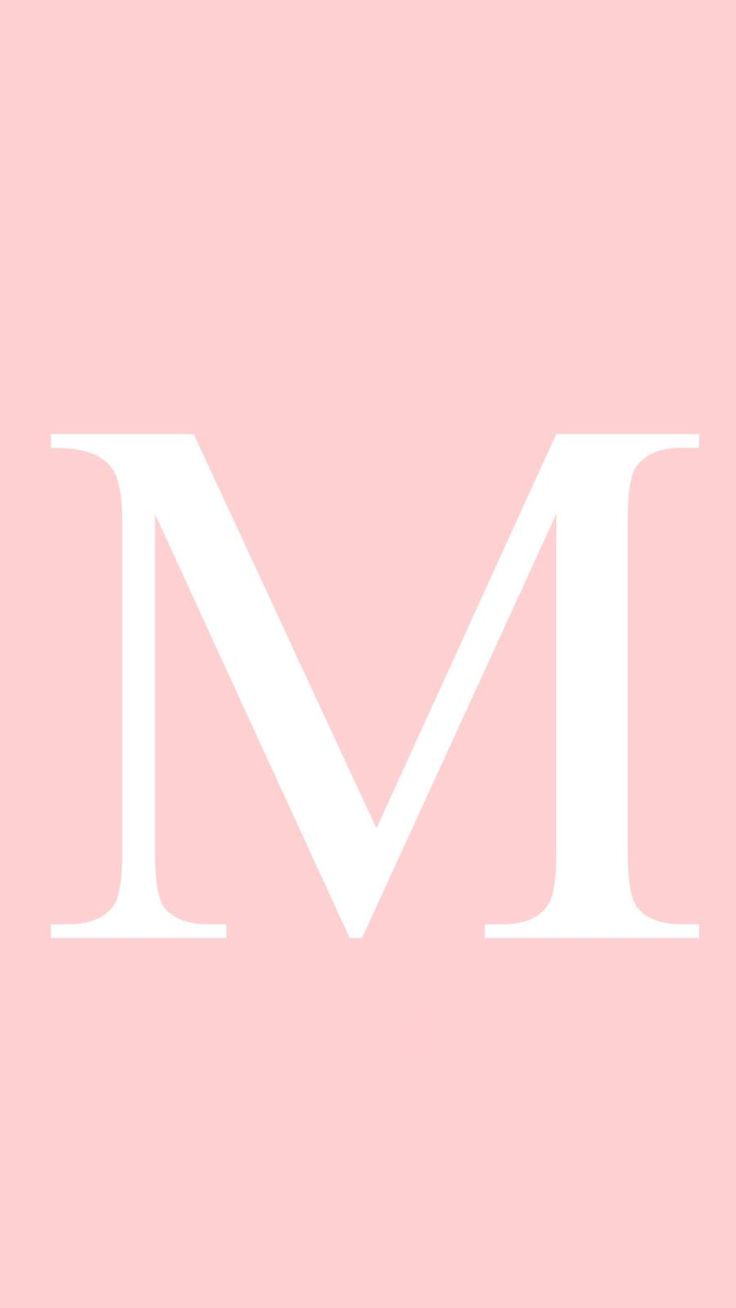 the letter m in white on a pink background