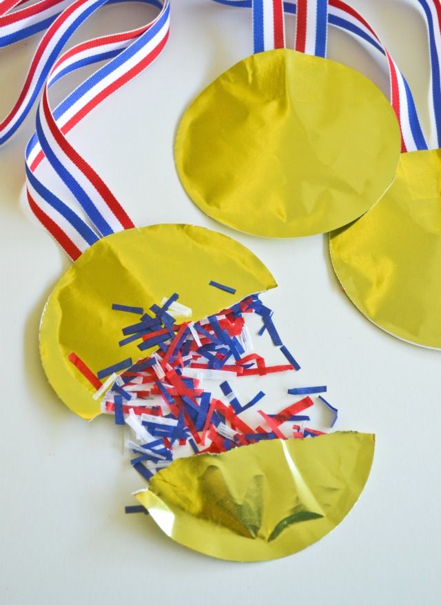 three pieces of paper with red, white and blue streamers on them next to each other