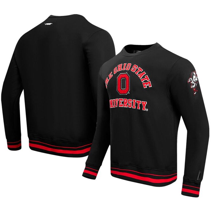 The Men's Pro Standard Black Ohio State Buckeyes Classic Stacked Logo Pullover Sweatshirt is a must-have for any devoted Ohio State Buckeyes fan. This midweight sweatshirt features heat-sealed and felt graphics that proudly display your Buckeyes pride. The fleece lining provides warmth and comfort, making it perfect for chilly game days or everyday wear. Show your unwavering support for the Ohio State Buckeyes with this classic and stylish sweatshirt. Ohio State Buckeyes, Ohio State, Pullover Sweatshirt, Ohio, Everyday Wear, Buy Online, Felt, Nordstrom, Heat