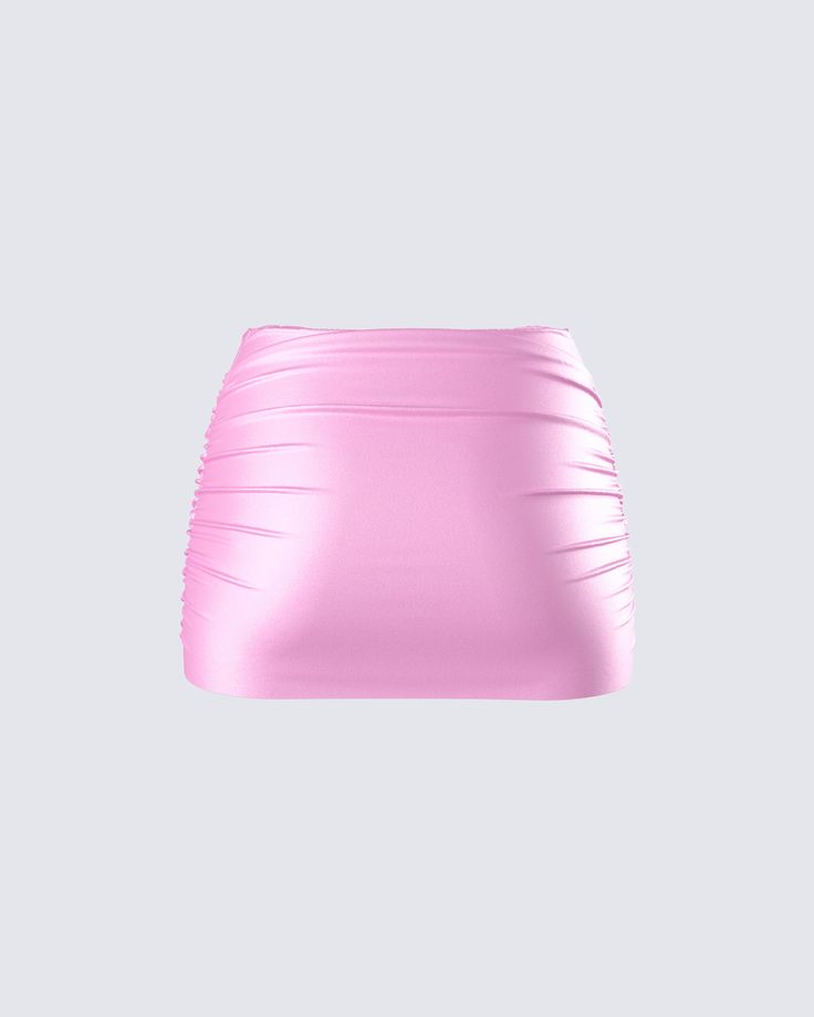 Introducing your new fav micro mini skirt…you’re welcome 💕 Made from soft satin fabric and complete with a side zipper and shirring on the sides - this pink skirt will be your go-to for all things fun and flirty 😊 Pink Stretch Gathered Skirt Bottoms, Pink Swim Skirt For Spring Party, Pink Stretch Bottoms With Gathered Skirt, Pink Party Swim Skirt For Spring, Spring Party Mini Skirt With Ruched Sides, Spring Party Mini Swim Skirt, Stretch Pink Shorts With Pleated Skirt, Pink Stretch Short Skirt, Pink Fitted Mini Skirt Set