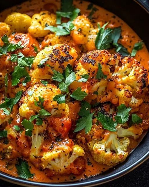 cauliflower and other vegetables in a bowl with herbs on the side, ready to be eaten