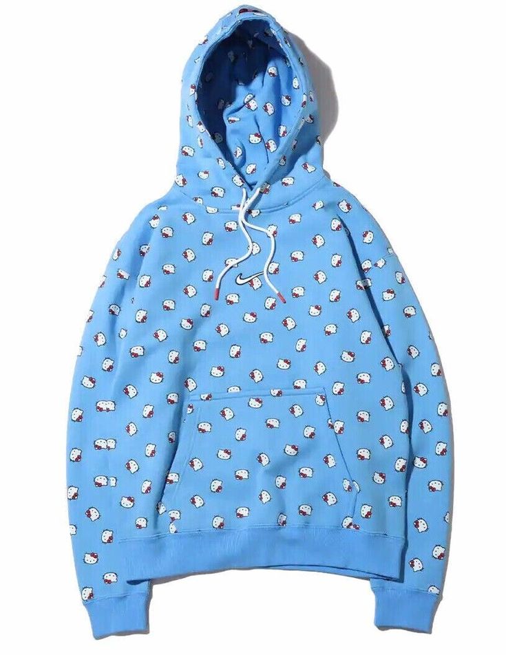 Blue Cartoon Print Sweatshirt For Streetwear, Blue Cartoon Print Hoodie For Streetwear, Nike Winter Hoodie With Kangaroo Pocket, Blue Casual Sweatshirt With Cartoon Print, Cute Blue Fleece Hoodie, Nike Winter Hooded Hoodie, Blue Hoodie With Cartoon Print For Fall, Cute Blue Hooded Hoodie, Nike Long Sleeve Hoodie For Winter