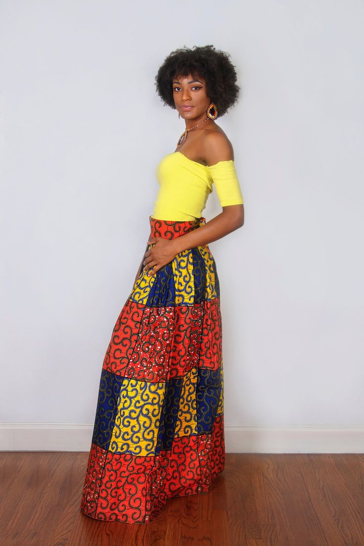 "Sizes S, M, L, XL are ready to ship *African Ankara Print - Multicolor *Maxi length *3 inches thick waistband *Perfectly pleated waist *Two side pockets *Zipper closure at the back S I Z E C H A R T XS: Waist 25\" - 26\" S: Waist 28\" - 30\" M: Waist 31\"- 32\" L : Waist 33\" - 34\" XL: Waist 35\" - 36\" XXL: Waist 37\" - 39\" 3XL: Waist 40\" - 42\" 4XL Waist 43 - 46 PROCESSING TIME: 1-3 business days Kindly note that due to variations in computer monitors, tablets, and/or mobile device setting Fitted Multicolor Long Skirt, Flowy Multicolor Lined Wrap Skirt, Multicolor Fitted Long Wrap Skirt, Multicolor Lined Wrap Skirt, High Waist Multicolor Pleated Skirt, Flowy Multicolor Tiered Wrap Skirt, Multicolor Long Lined Wrap Skirt, Multicolor Flowy Tiered Wrap Skirt, Fitted Flared Yellow Maxi Skirt