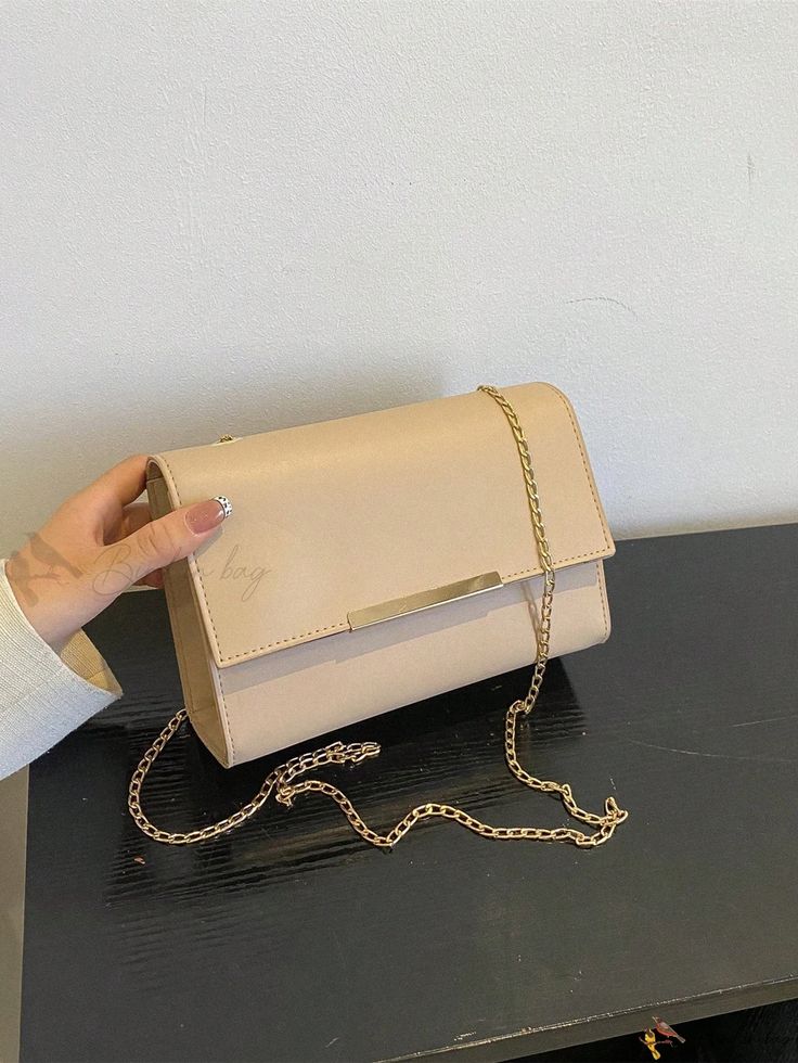 Bird in Bag - Stylish Monochromatic Chain Shoulder Bag with a Minimalist Appeal Minimalist Beige Evening Bag, Minimalist Gold Rectangular Bag, Gold Minimalist Rectangular Bag, Gold Rectangular Minimalist Bag, Trendy Beige Clutch With Chain Strap, Chain Pattern, Bird In Bag, Bag Bag, Chain Shoulder Bag