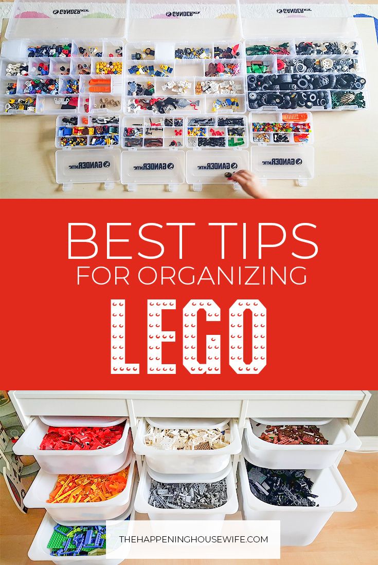 the best tips for organizing lego storage bins with text overlay that reads, best tips for organizing lego