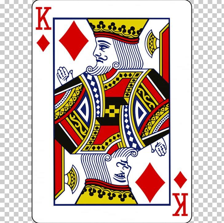 the king of spades playing card is shown in red, yellow and blue colors