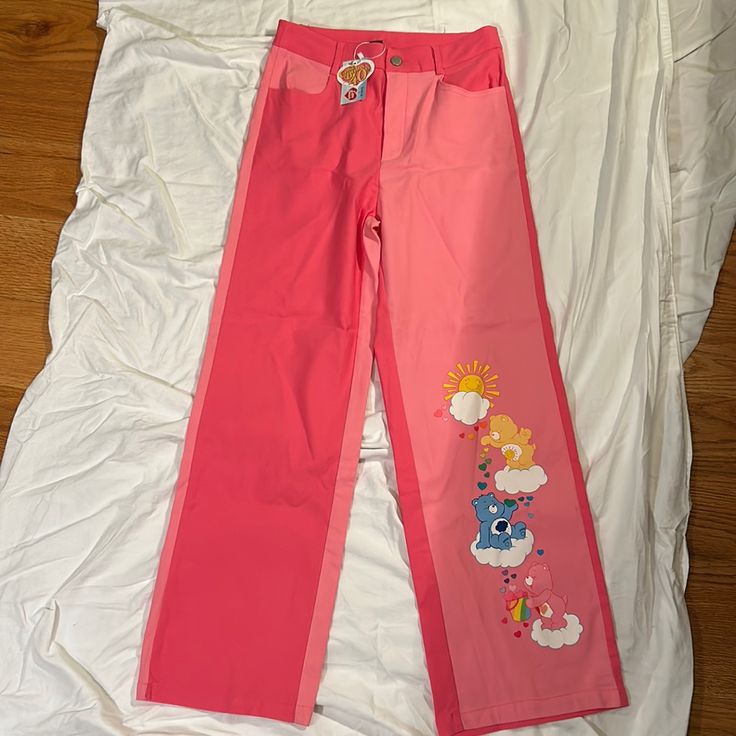 Medium Care Bear Pink Pants - Juniors Out Of Stock Online Gloomy Bear Pjs Pants, Care Bears Pajamas, Care Bear Pajama Pants, Cute Pink Bedtime Pants, Carebears Jean Skirt, Kawaii Pants, Houndstooth Leggings, Pleather Leggings, Satin Romper