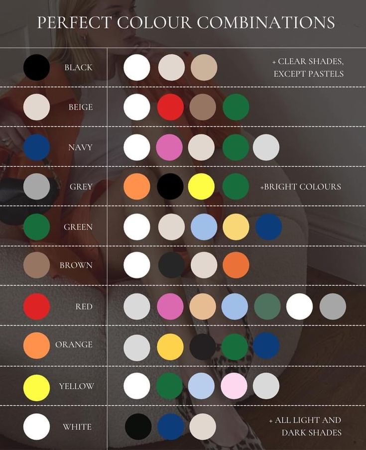 the color chart for different colors and shapes