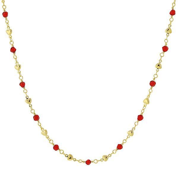 Gold-Tone Heart Red Bead Chain Necklace Heart Chain Necklace, Red Beaded Necklaces, 1928 Jewelry, Heart Red, Vintage Inspired Jewelry, Cameo Jewelry, Red Beads, Red Necklace, Heart Chain