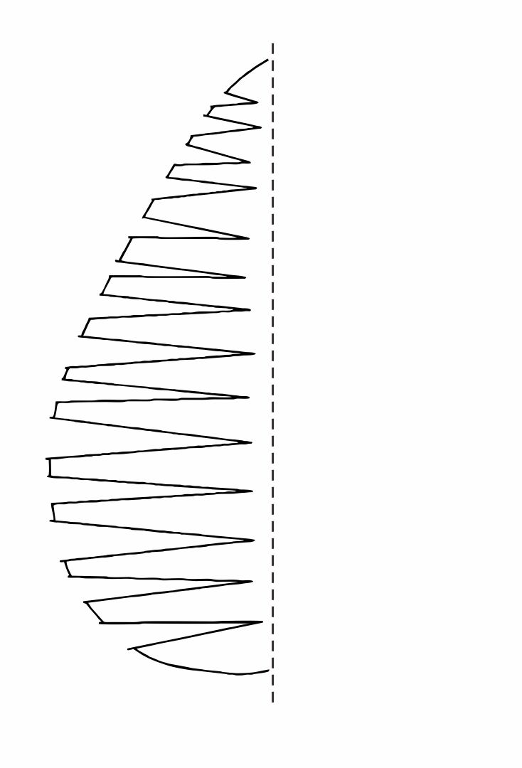 a line drawing of a tree with the top half cut off and bottom half drawn