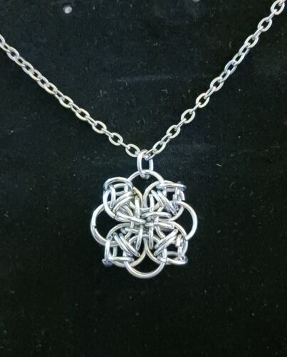 Celtic Knot Pendant Necklace Metal Flower Pendant Costume Jewelry, Silver Flower Pendant Costume Jewelry, Metal Chain Necklace Costume Jewelry For Gift, Handmade Silver Dangle Chain Necklace, Silver Medallion Chain Jewelry, Handmade Metal Flower Pendant Jewelry, Costume Jewelry Silver Chain Necklace As Gift, Costume Jewelry Necklace With Silver Chain For Gifts, Costume Jewelry Silver Chain Necklace For Gift