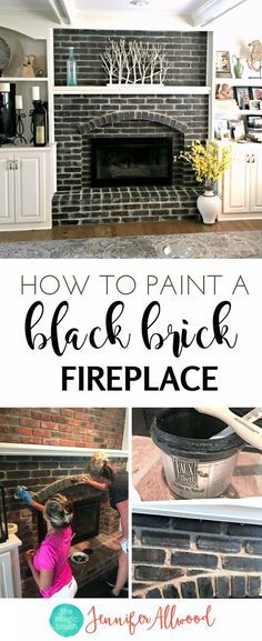 how to paint a black brick fireplace with chalk paint and some other things in it