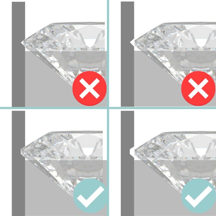 four different angles of a diamond being cut into smaller pieces with a red cross on top