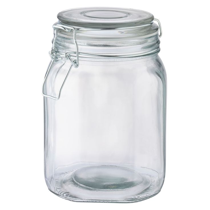 a large glass jar with a metal lid