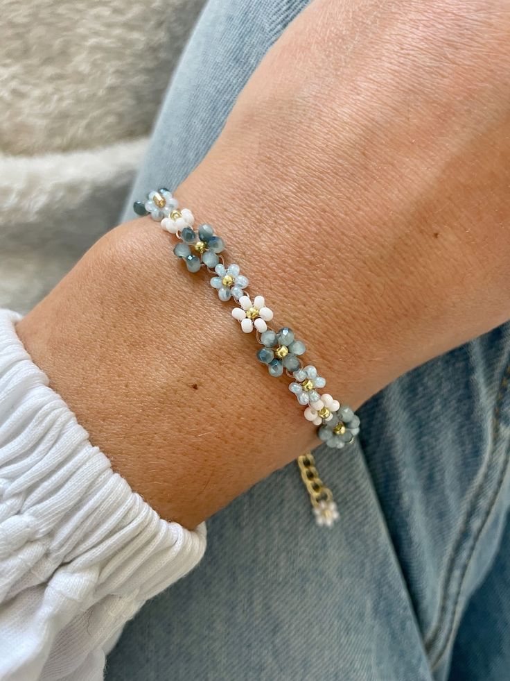 Beaded Bracelets Bracelet Fo Woman Bead Bracelet Women - Etsy Handmade Light Blue Beaded Bracelets, Dainty Blue Beaded Bracelets For The Beach, Blue Flower Beaded Bracelets For Beach, Blue Flower Bracelets For Beach, Light Blue Bohemian Bracelet For Summer, Bohemian Flower Bracelets For Summer, Colorful Beaded Flower Friendship Bracelets, Flower-shaped Colorful Beads Friendship Bracelets For Beach, Flower Shaped Colorful Beads Bracelets For Beach