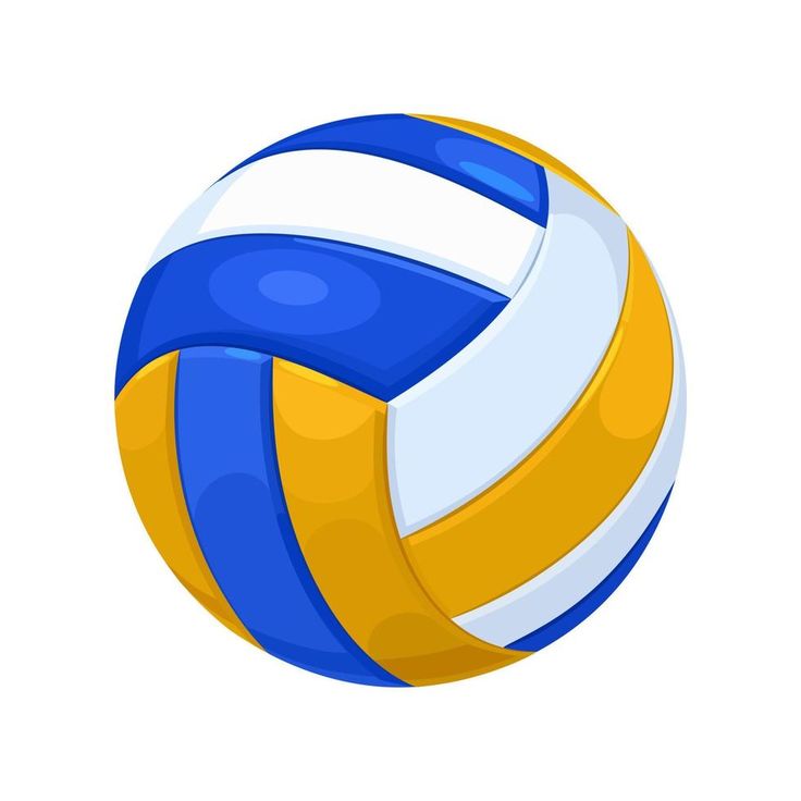 a blue and yellow volleyball ball on a white background