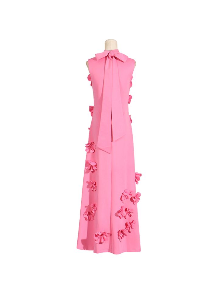 For effortlessly chic and feminine style, look no further than the Liluri Sleeveless Flower Maxi Dress. With its beautiful flower and flowy silhouette, this dress is perfect for any occasion. Stay cool and comfortable while turning heads in this must-have dress. Material: 100% Polyester Invisible zipper opening at the back Stretch Factor: Slight stretch Clean: Gentle machine wash Color may vary due to the lighting on images. The product images (without model) are the closest to the true color of Pink Organza Maxi Dress With Ruffles, Chic Pink Draped Maxi Dress, Luxury Pink Ruffle Maxi Dress, Pink Printed Floor-length Maxi Dress, Pink Floor-length Maxi Dress With Ruffle Hem, Flower Maxi Dress, Shapewear Tops, Purple Mini Dresses, Jumpsuits And Romper