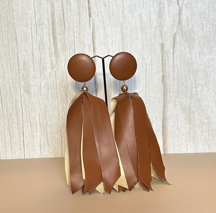 brown faux leather fabric earrings. Elegant Brown Leather Earrings, Chic Brown Earrings For Party, Chic Brown Drop Earrings, Trendy Brown Earrings, Trendy Brown Earrings For Party, Trendy Brown Party Earrings, Fabric Earrings, Faux Leather Fabric, Rochester Ny