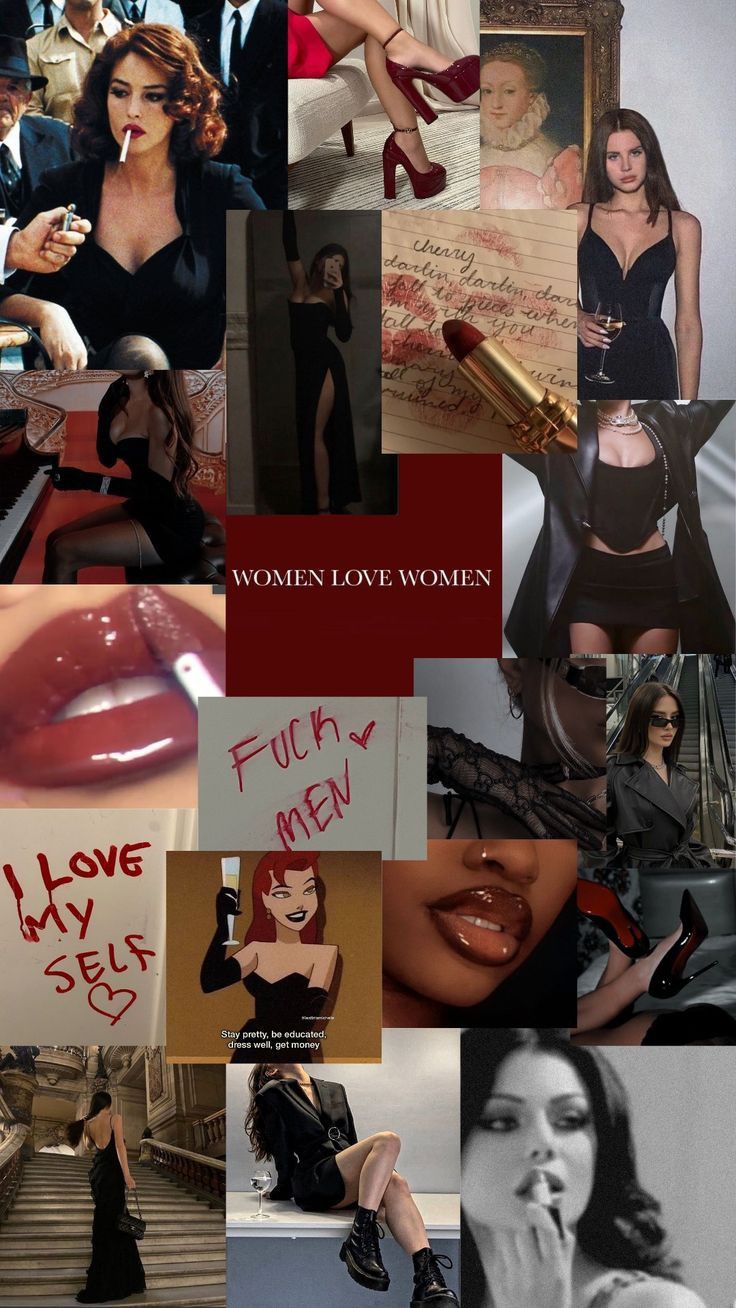 women love women collage with photos and words