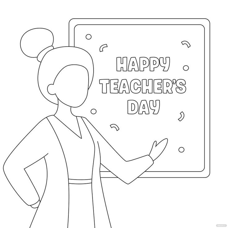 a woman teacher in front of a blackboard with the words happy teachers day